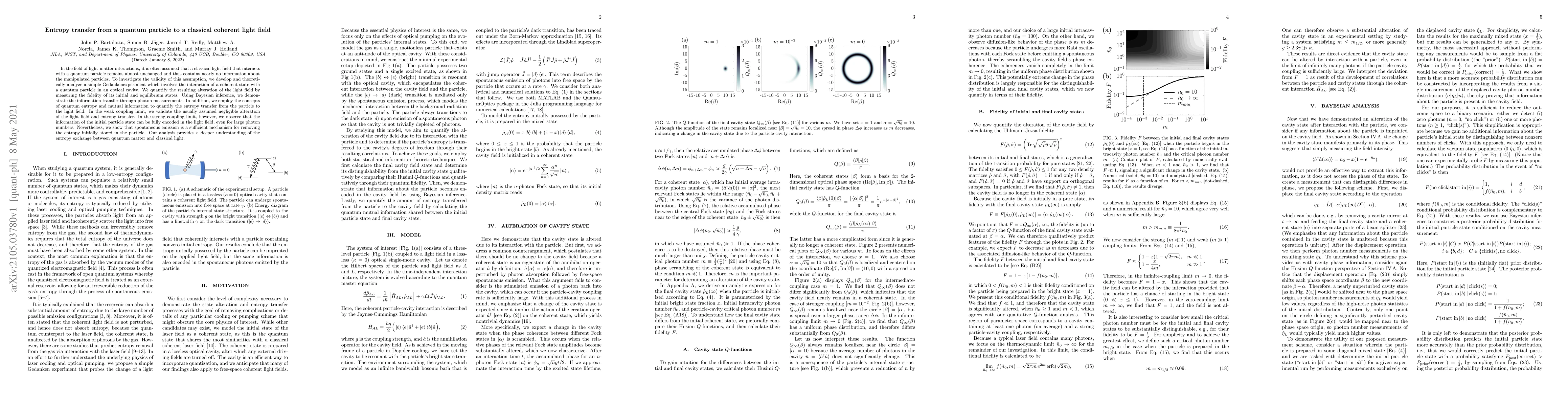 Thumbnail for Entropy transfer from a quantum particle to a classical coherent light
  field