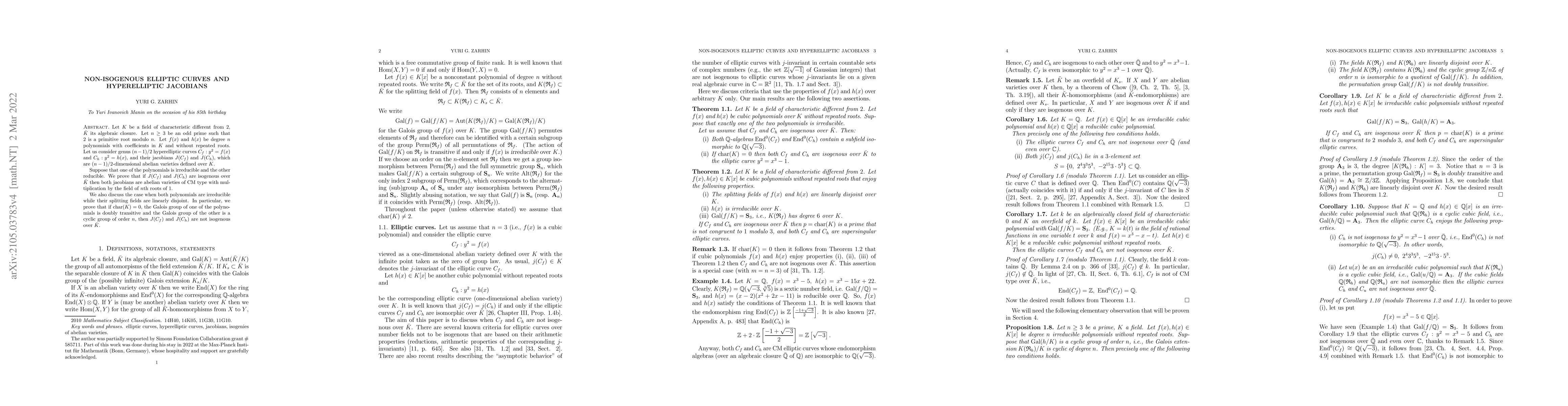 Thumbnail for Non-isogenous elliptic curves and hyperelliptic jacobians