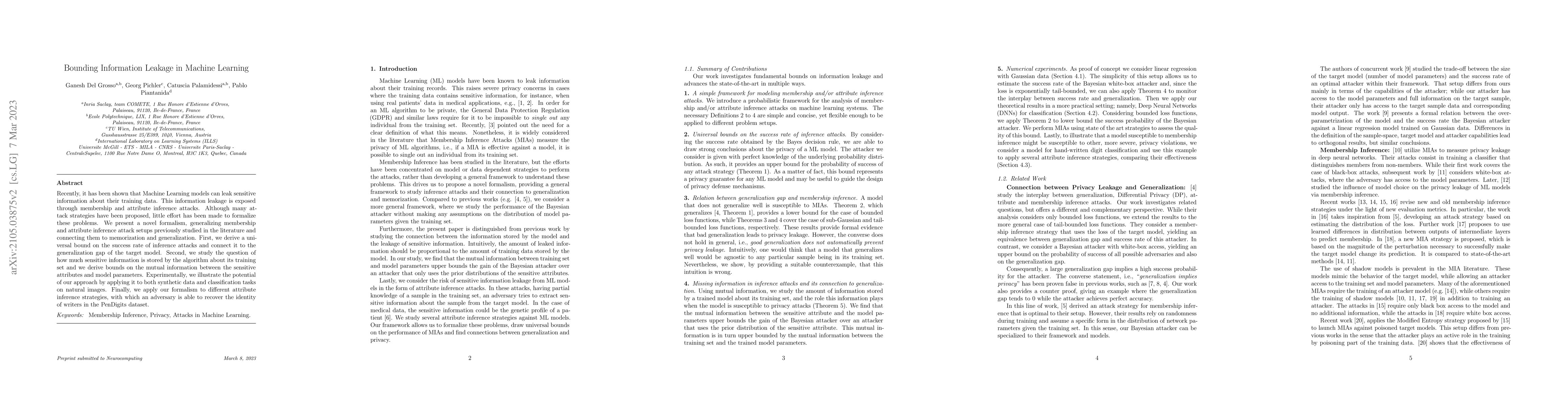 Thumbnail for Bounding Information Leakage in Machine Learning