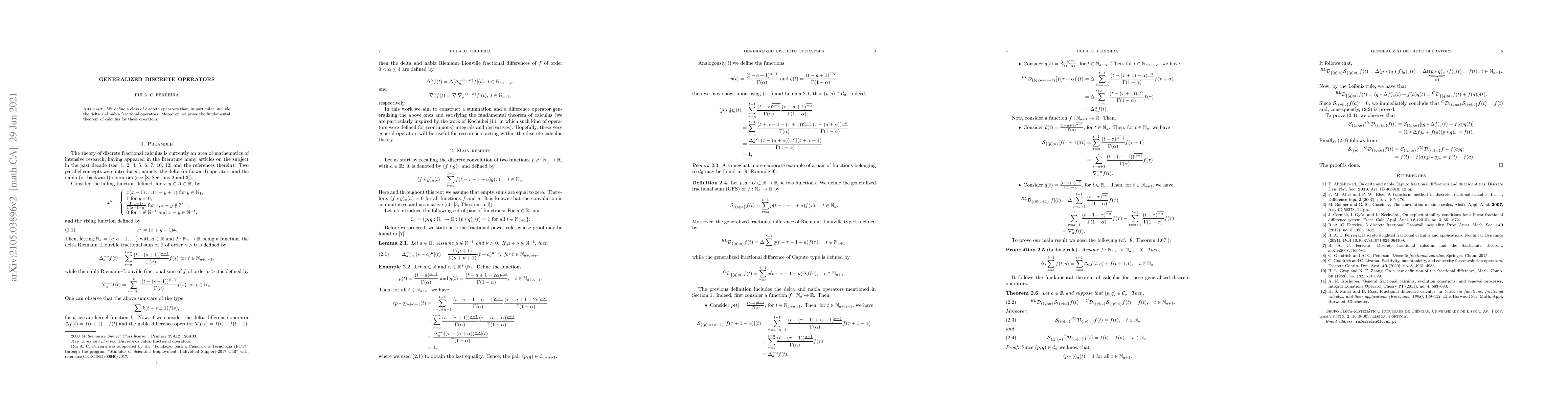 Thumbnail for Generalized Discrete Operators