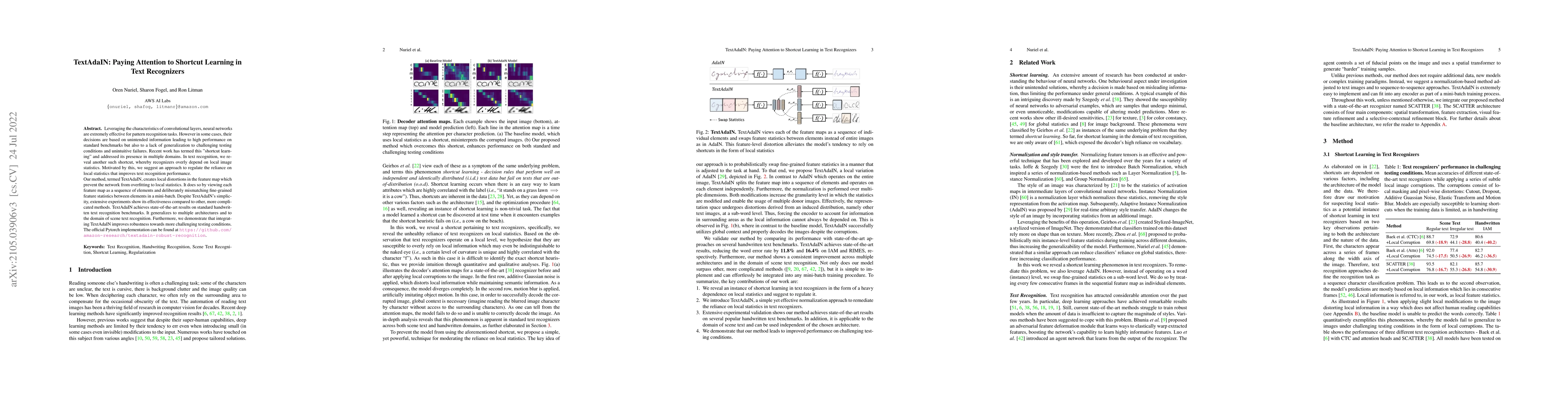 Thumbnail for TextAdaIN: Paying Attention to Shortcut Learning in Text Recognizers