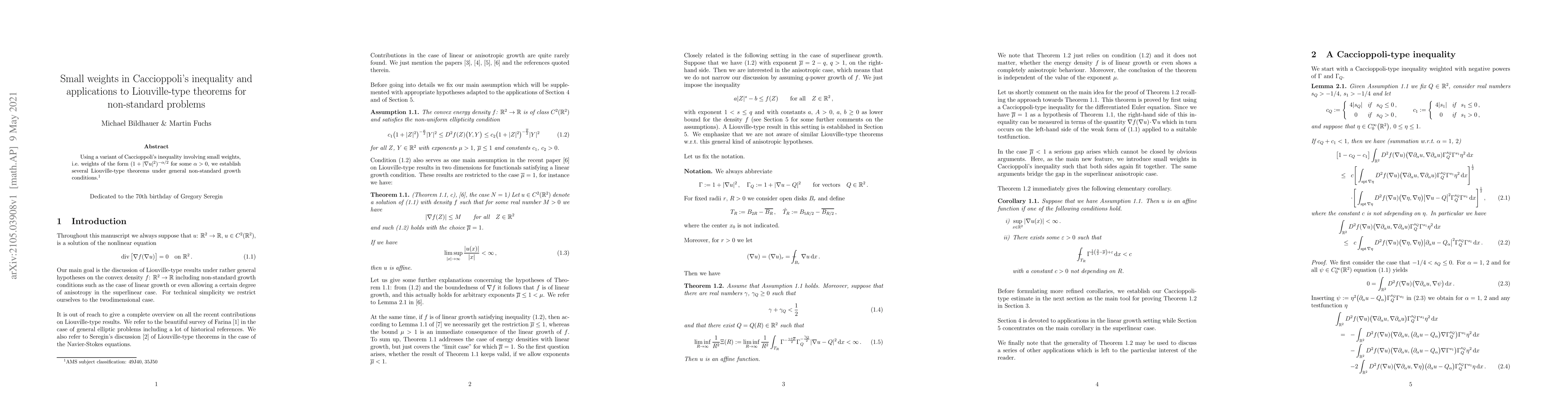 Thumbnail for Small weights in Caccioppoli's inequality and applications to
  Liouville-type theorems for non-standard problems