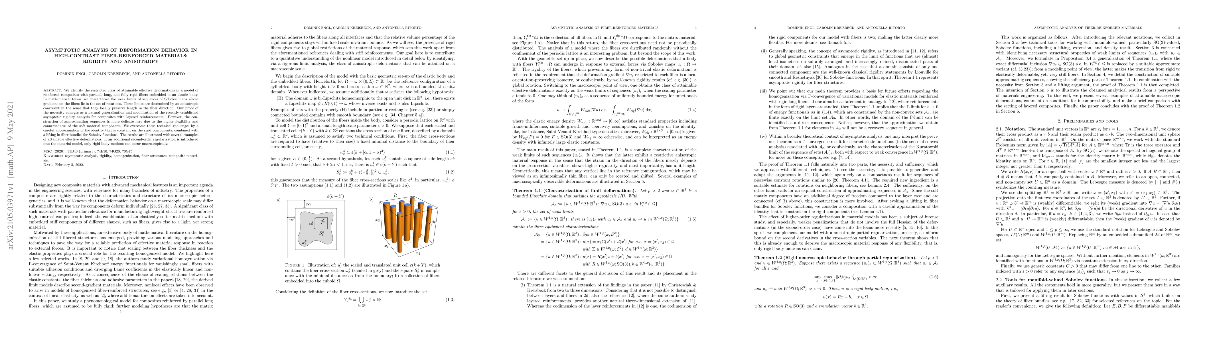 Thumbnail for Asymptotic analysis of deformation behavior in high-contrast
  fiber-reinforced materials: Rigidity and anisotropy