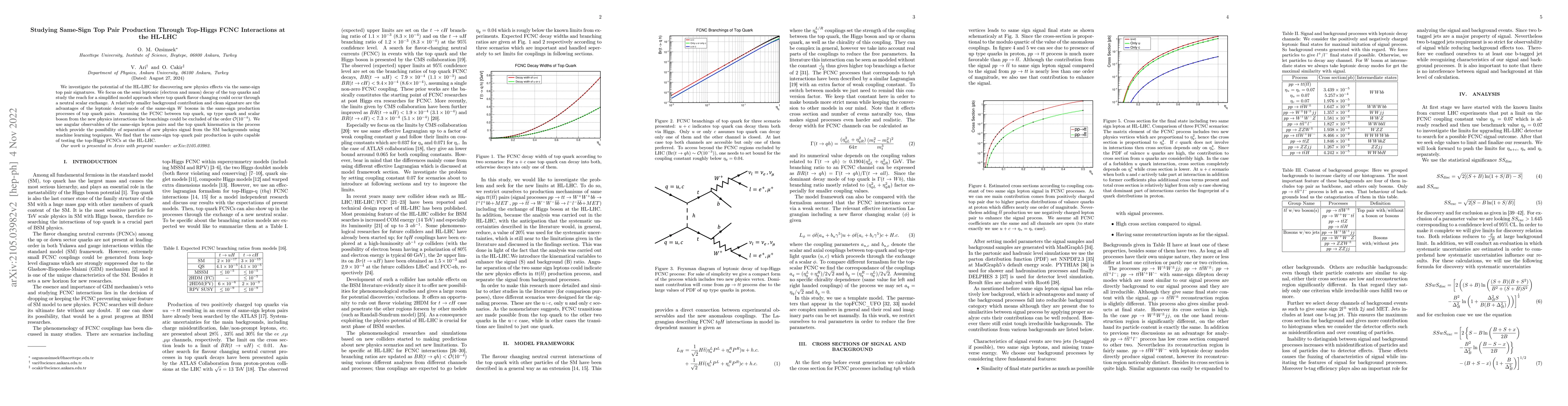 Thumbnail for Studying Same-Sign Top Pair Production in Flavor Changing Scalar Models
  at the HL-LHC