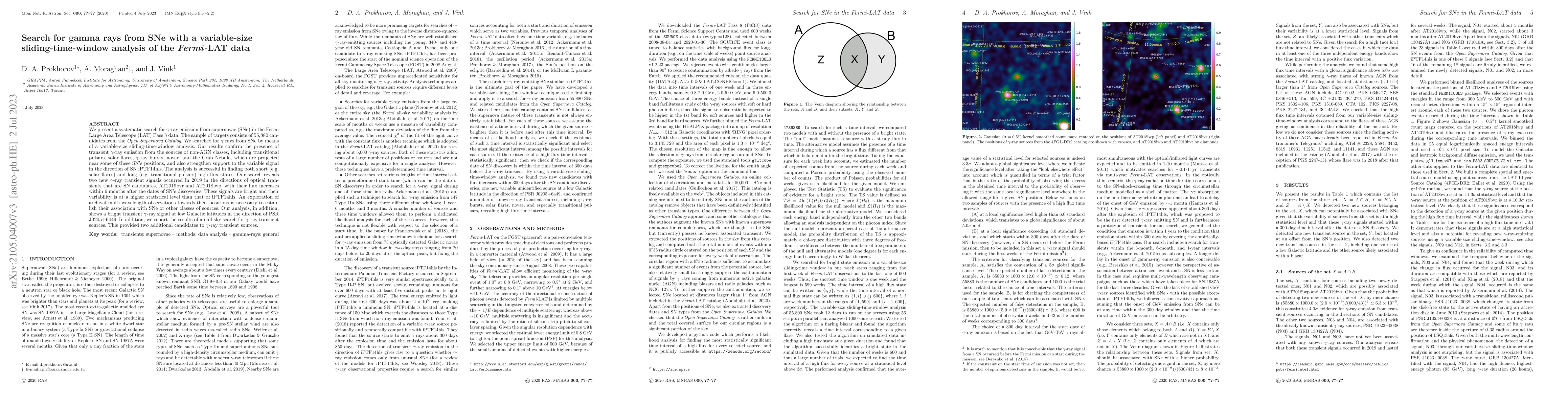 Thumbnail for Search for gamma rays from SNe with a variable-size sliding-time-window
  analysis of the Fermi-LAT data