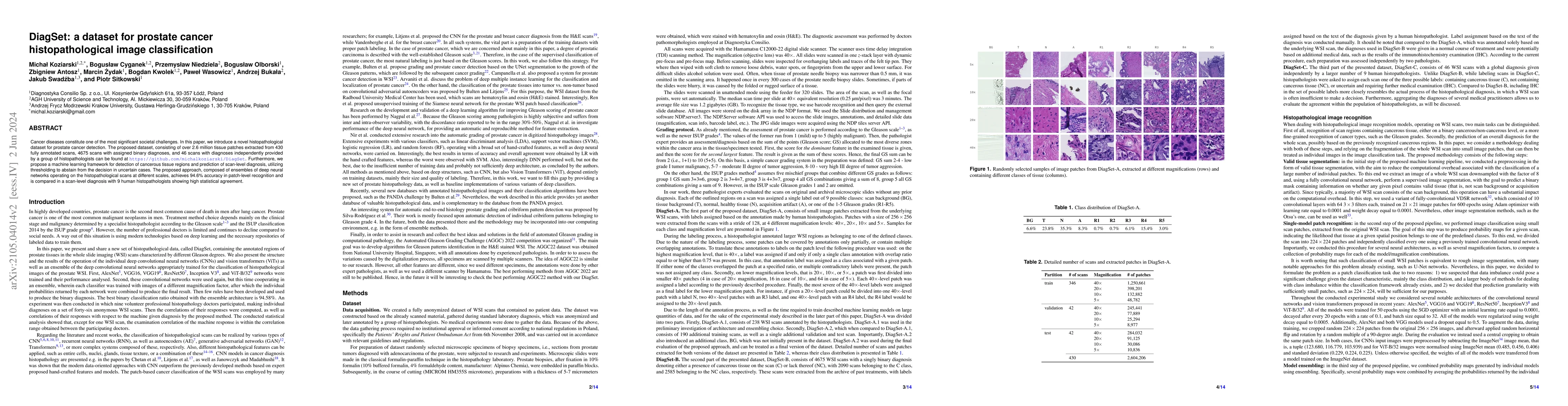 Thumbnail for DiagSet: a dataset for prostate cancer histopathological image
  classification