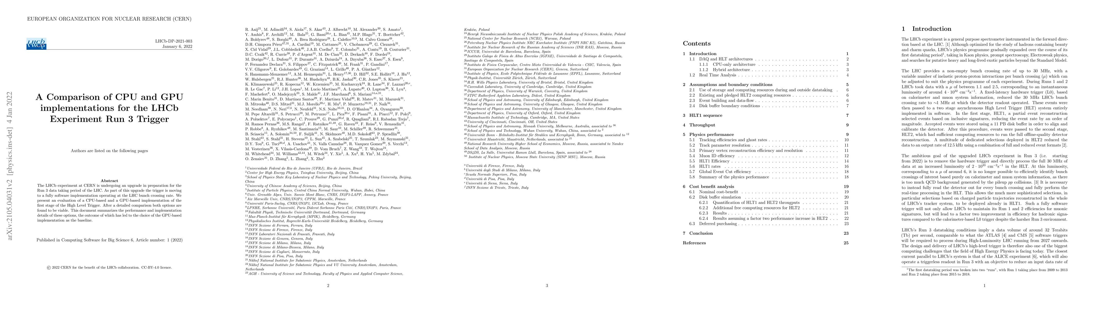 Thumbnail for A Comparison of CPU and GPU implementations for the LHCb Experiment Run
  3 Trigger