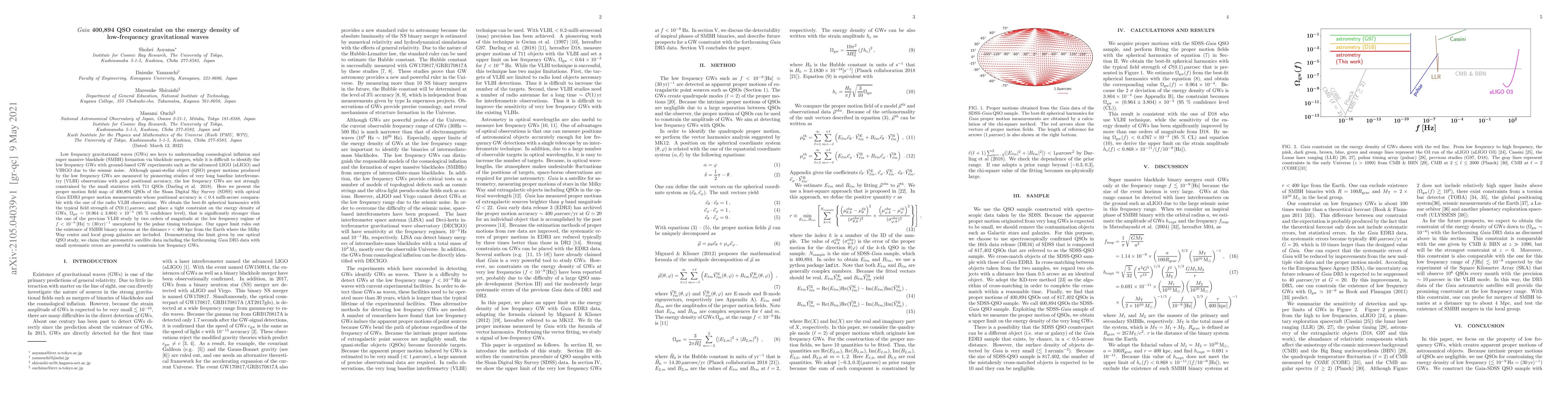 Thumbnail for Gaia 400,894 QSO constraint on the energy density of low-frequency
  gravitational waves