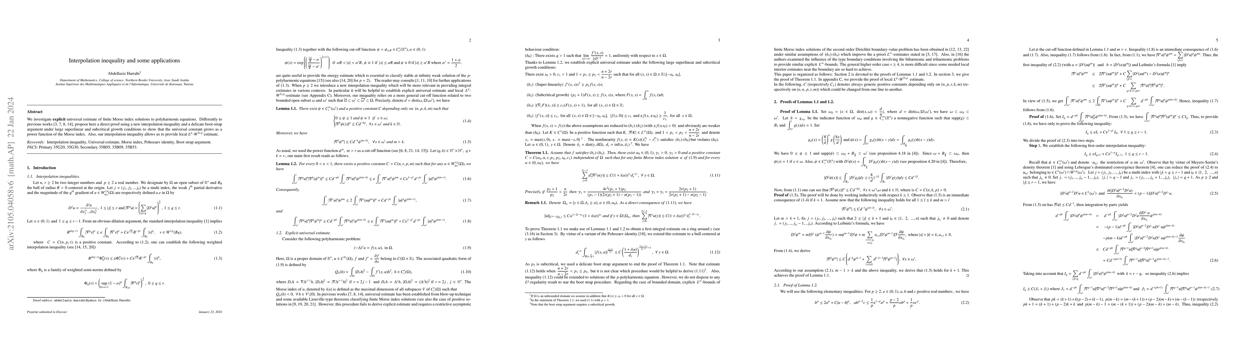 Thumbnail for Interpolation inequality and some applications