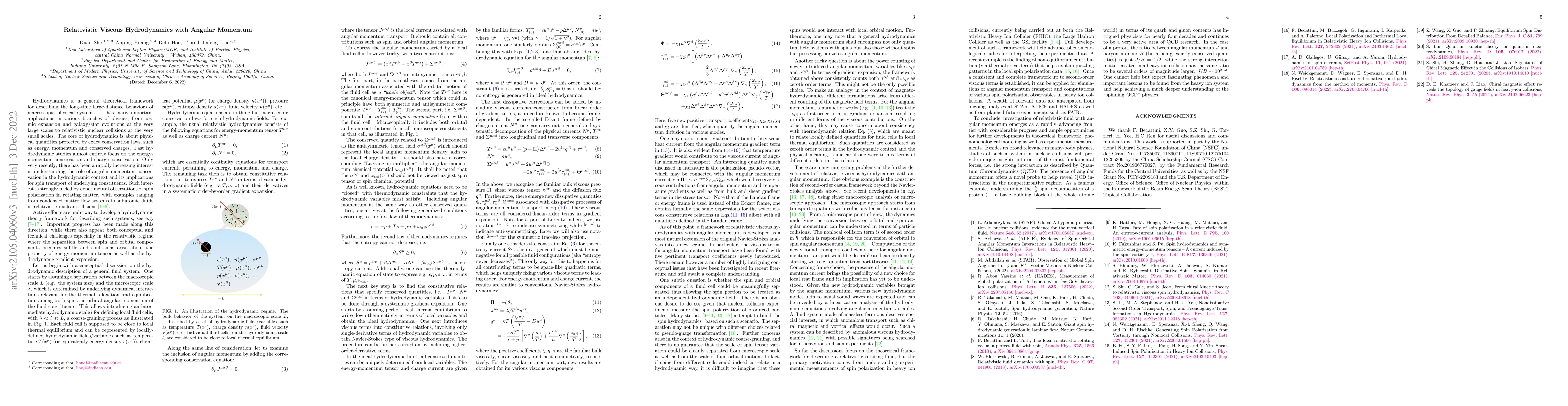 Thumbnail for Relativistic Viscous Hydrodynamics with Angular Momentum