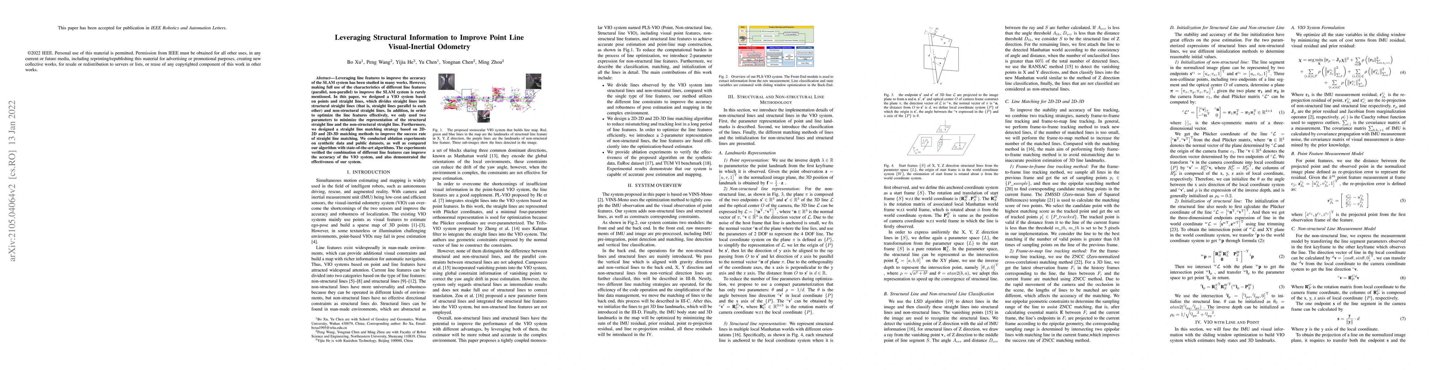 Thumbnail for Leveraging Structural Information to Improve Point Line Visual-Inertial
  Odometry