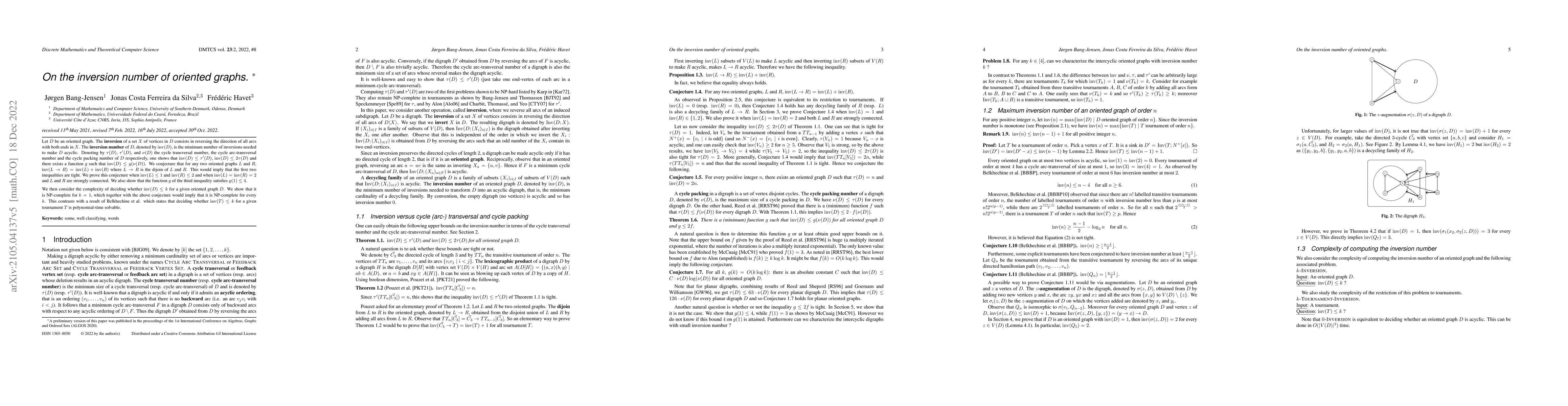Thumbnail for On the inversion number of oriented graphs
