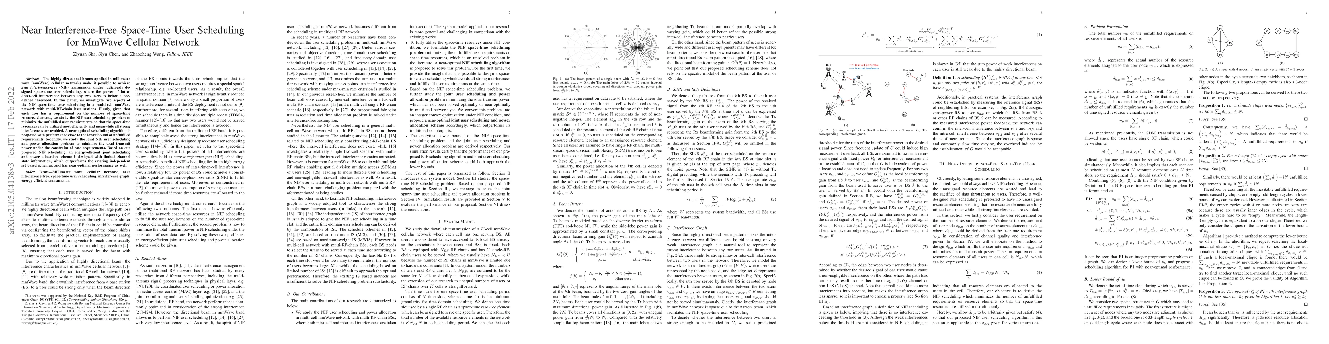 Thumbnail for Near Interference-Free Space-Time User Scheduling for MmWave Cellular
  Network