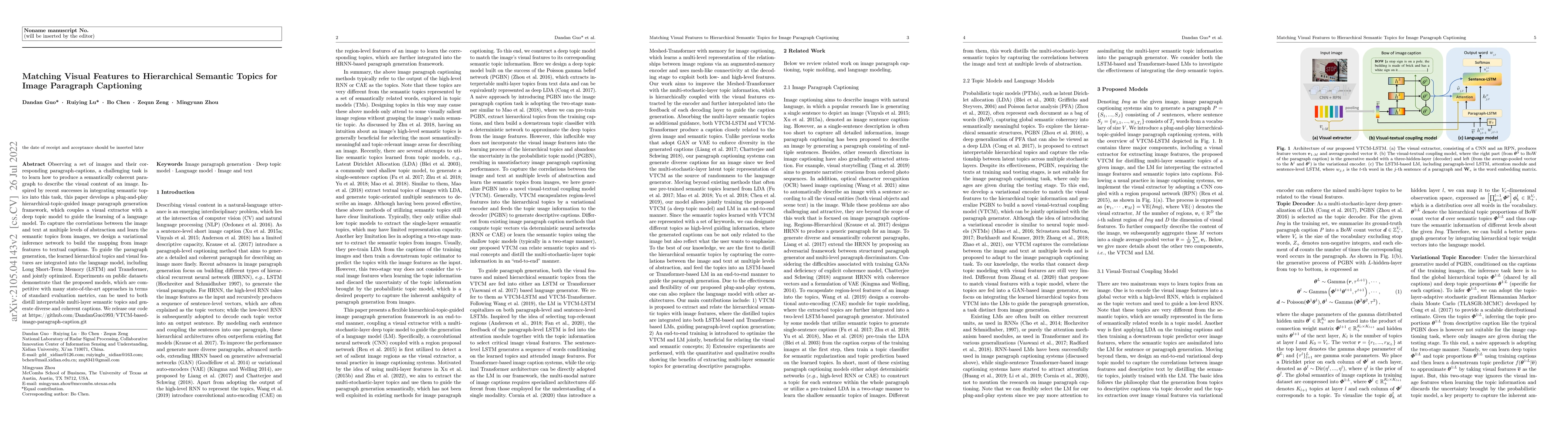 Thumbnail for Matching Visual Features to Hierarchical Semantic Topics for Image
  Paragraph Captioning