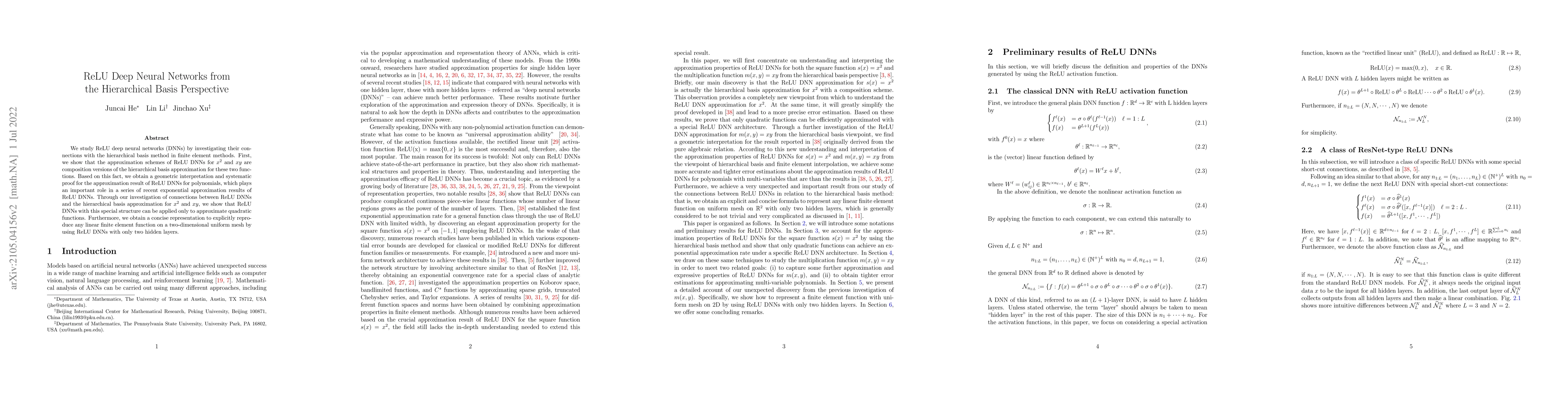 Thumbnail for ReLU Deep Neural Networks from the Hierarchical Basis Perspective