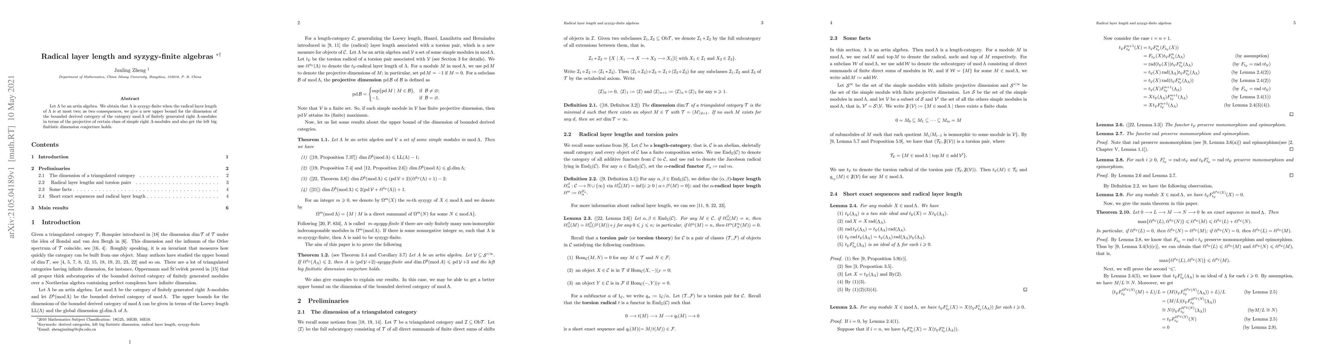 Thumbnail for Radical layer length and syzygy-finite algebras