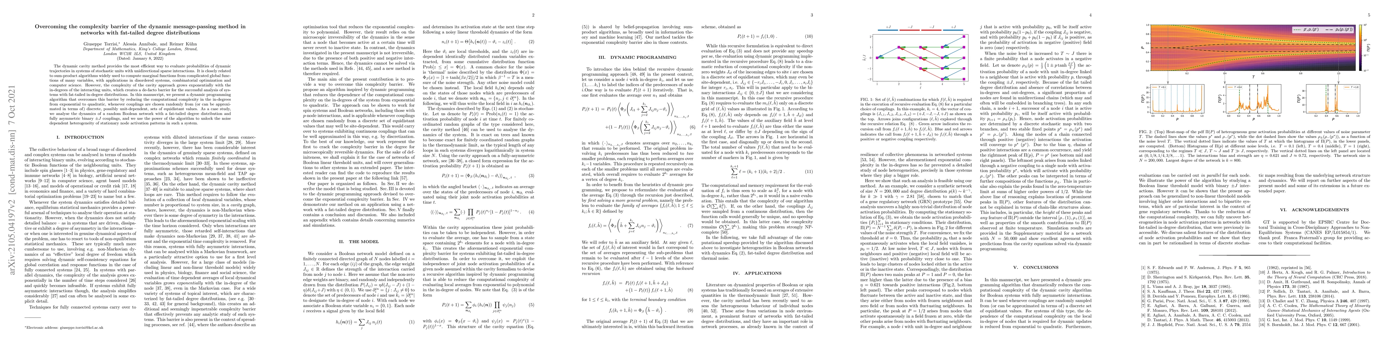 Thumbnail for Overcoming the complexity barrier of the dynamic message-passing method
  in networks with fat-tailed degree distributions