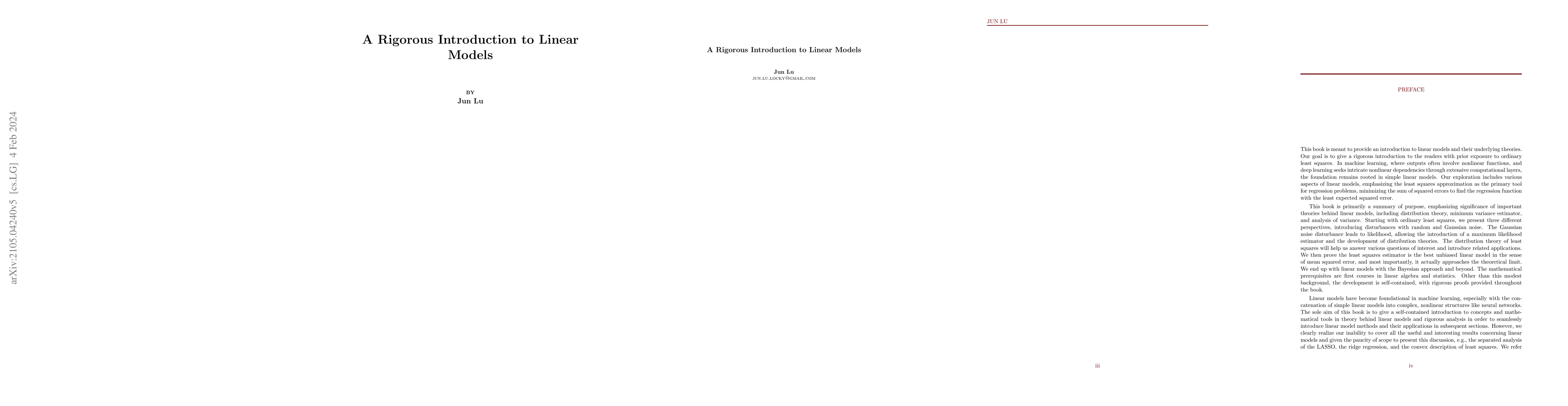 Thumbnail for A rigorous introduction to linear models