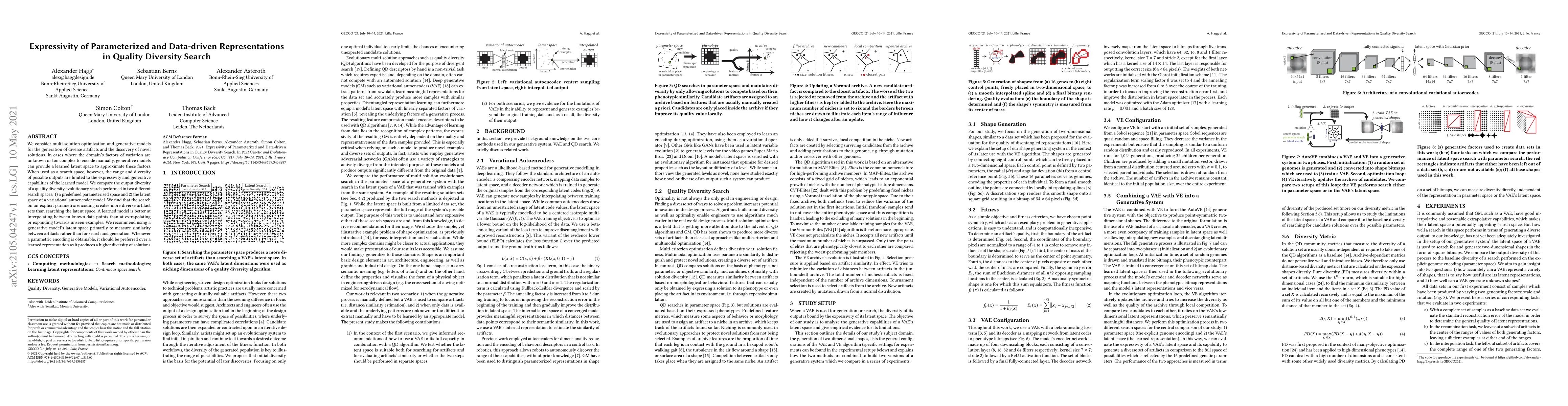 Thumbnail for Expressivity of Parameterized and Data-driven Representations in Quality
  Diversity Search