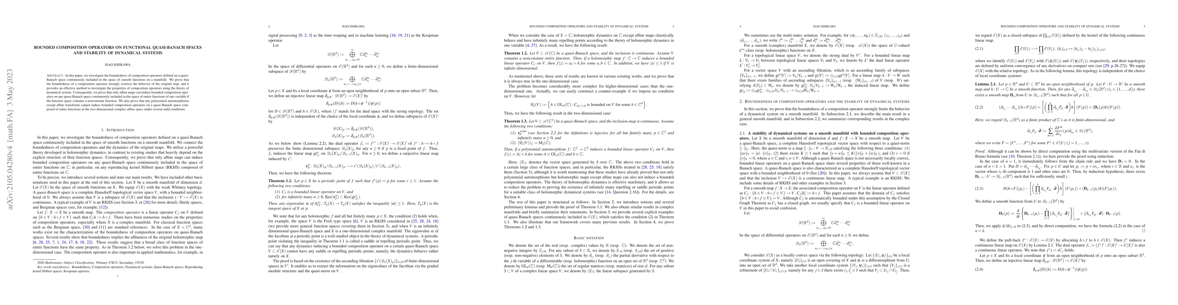 Thumbnail for Bounded composition operators on functional quasi-Banach spaces and
  stability of dynamical systems