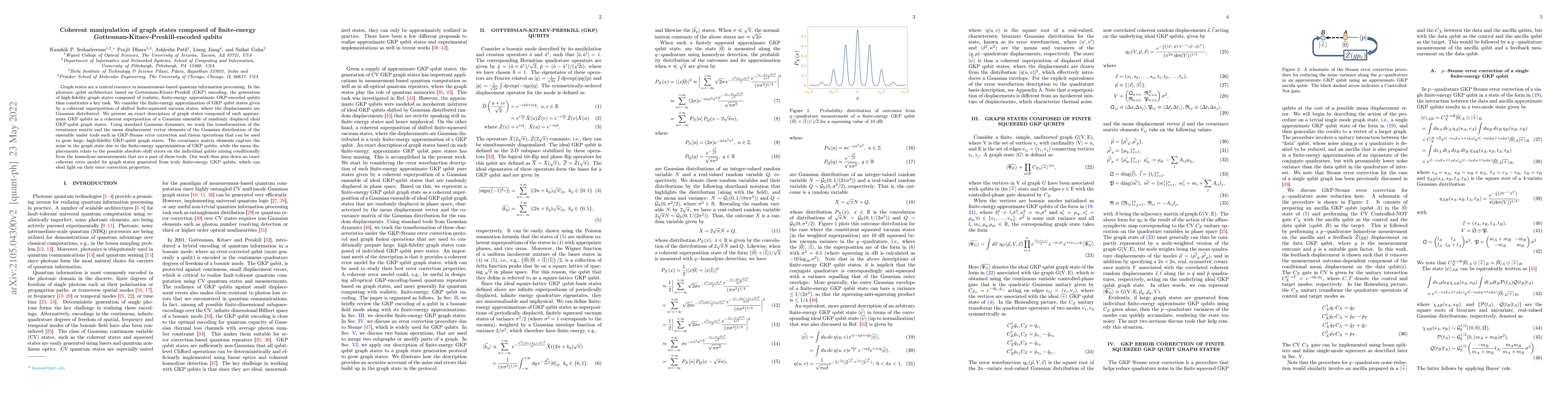 Thumbnail for Coherent manipulation of graph states composed of finite-energy
  Gottesman-Kitaev-Preskill-encoded qubits