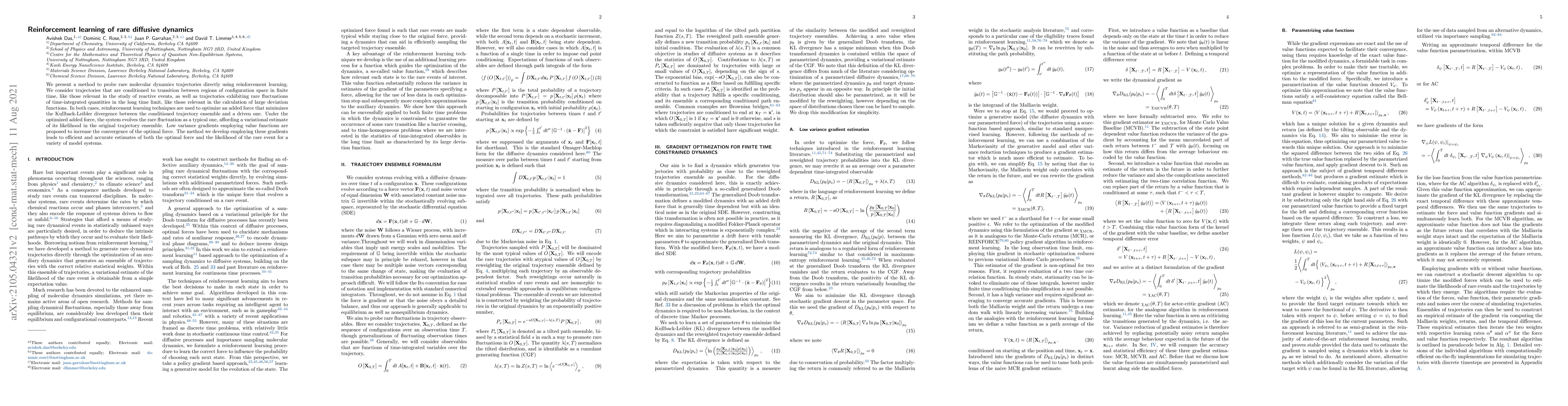 Thumbnail for Reinforcement learning of rare diffusive dynamics