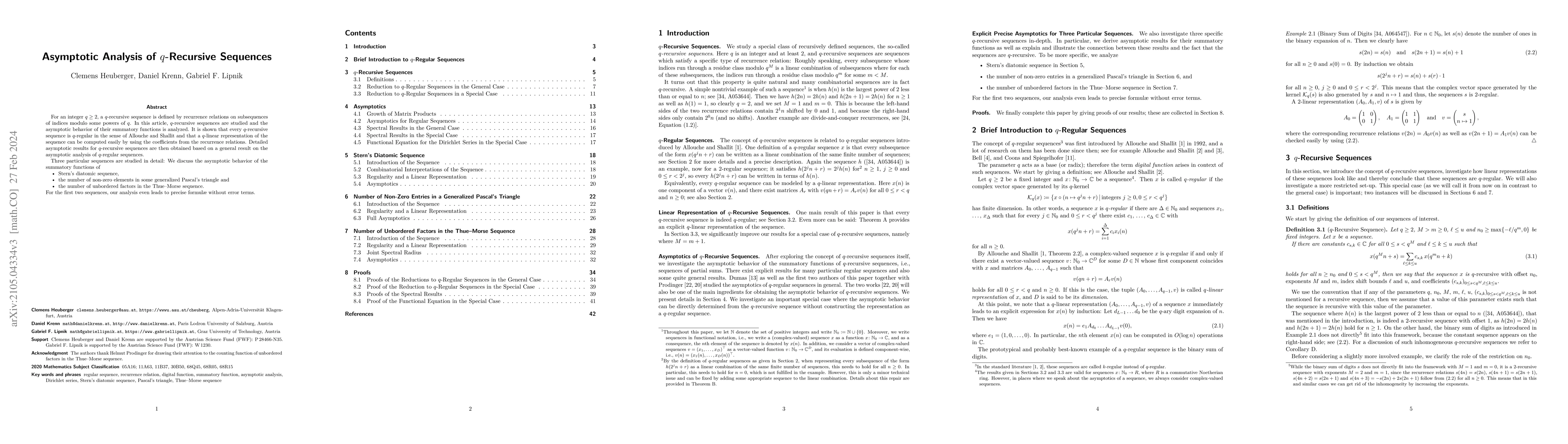 Thumbnail for Asymptotic Analysis of q-Recursive Sequences