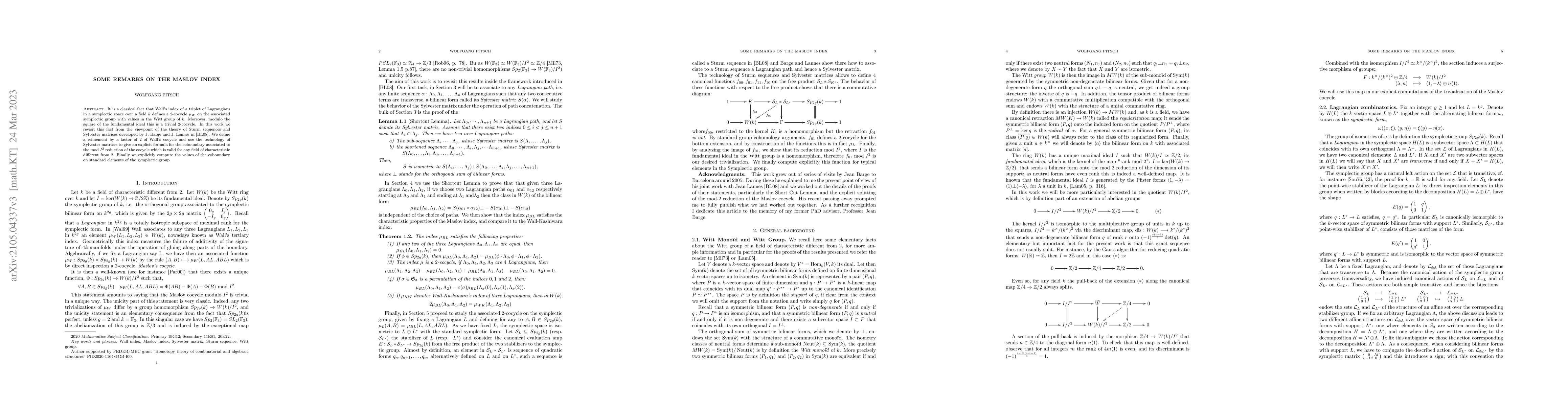 Thumbnail for Some remarks on the Maslov index
