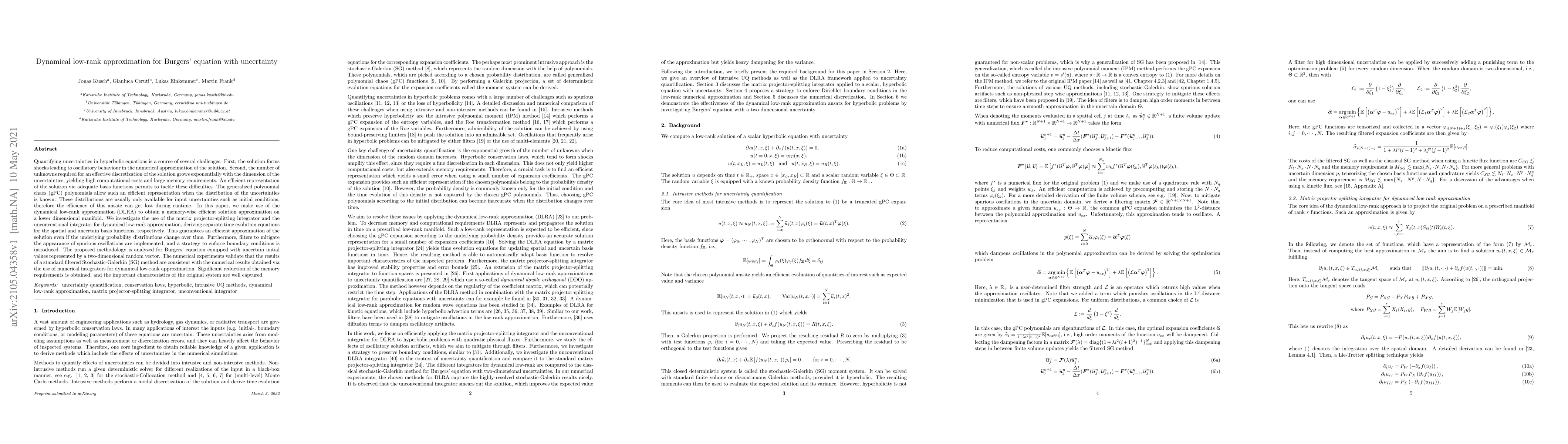 Thumbnail for Dynamical low-rank approximation for Burgers' equation with uncertainty