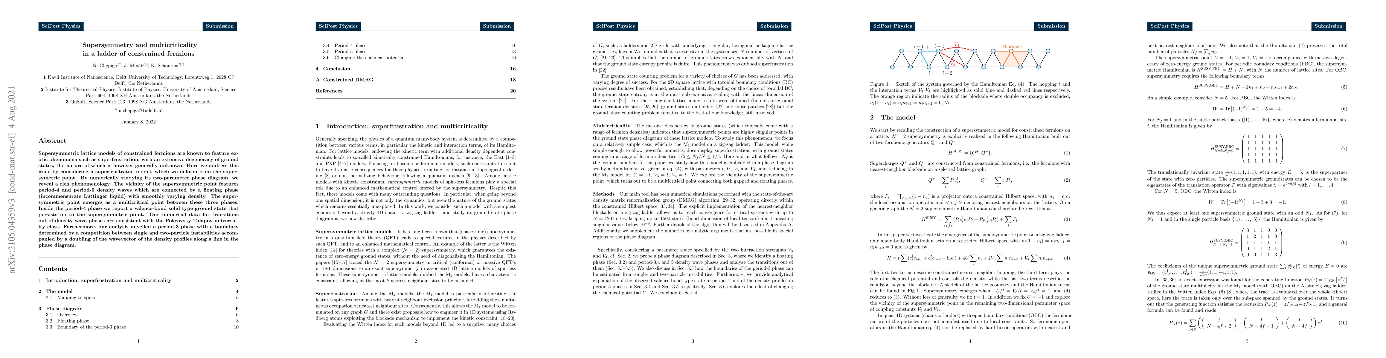 Thumbnail for Supersymmetry and multicriticality in a ladder of constrained fermions
