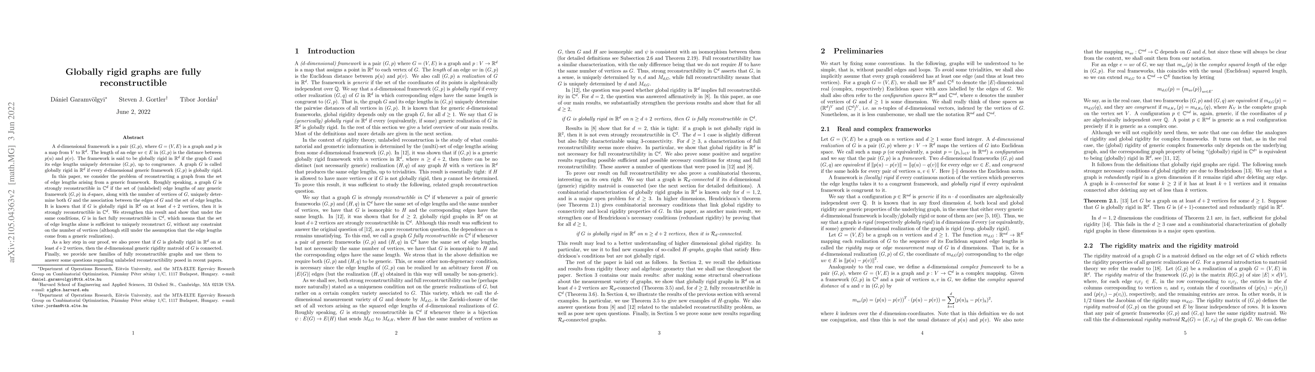 Thumbnail for Globally rigid graphs are fully reconstructible