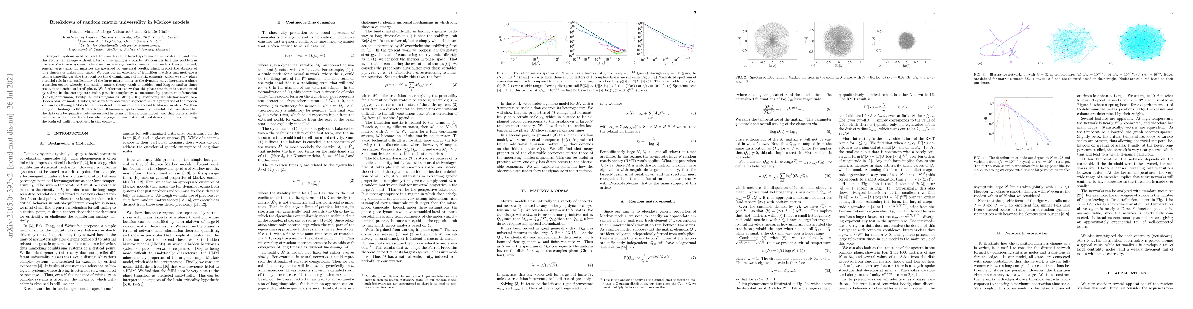 Thumbnail for Breakdown of random matrix universality in Markov models