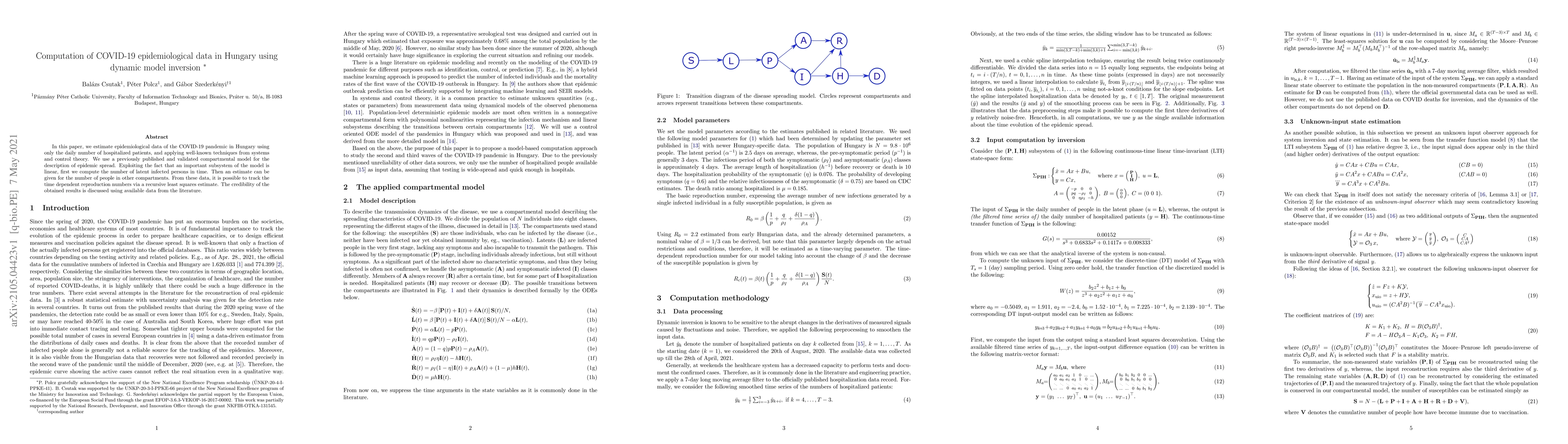 Thumbnail for Computation of COVID-19 epidemiological data in Hungary using dynamic
  model inversion