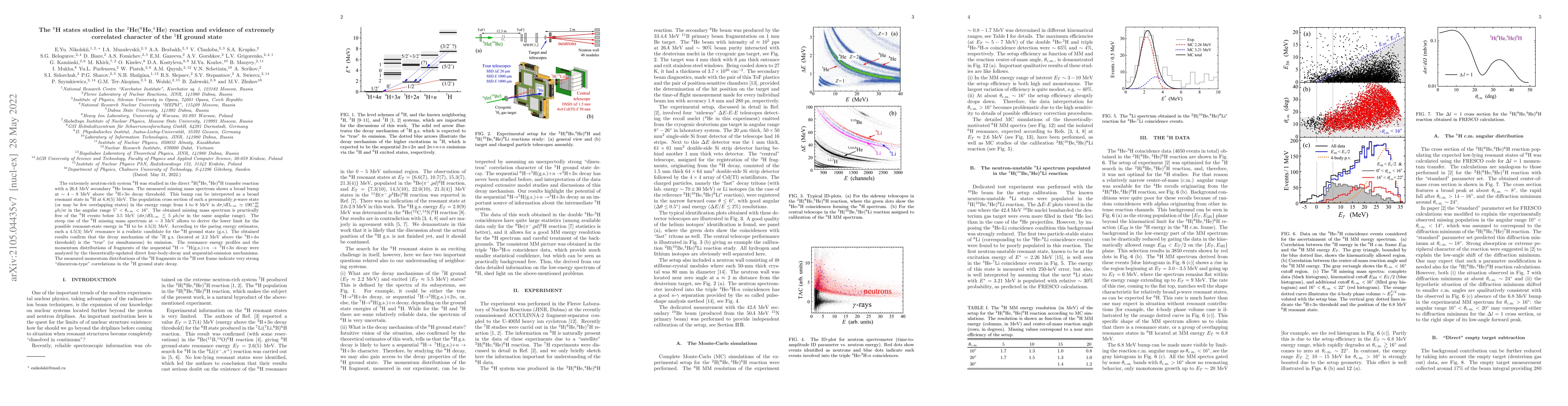 Thumbnail for The $^{6}$H states studied in the $^2\text{He}(^8\text{He},^4\text{He})$
  reaction and evidence of extremely correlated character of the $^{5}$H ground
  state