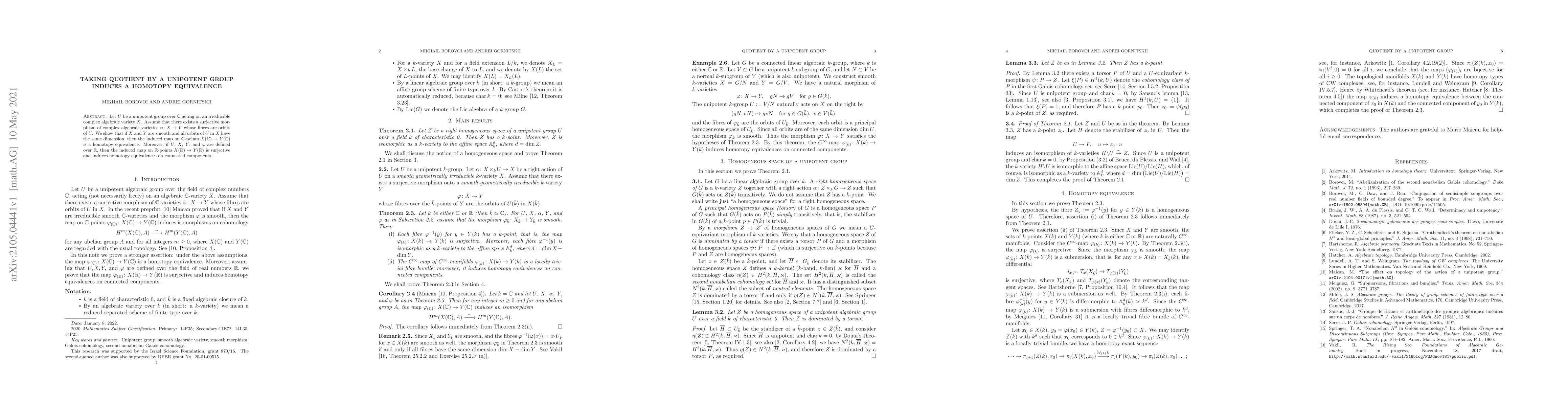 Thumbnail for Taking quotient by a unipotent group induces a homotopy equivalence