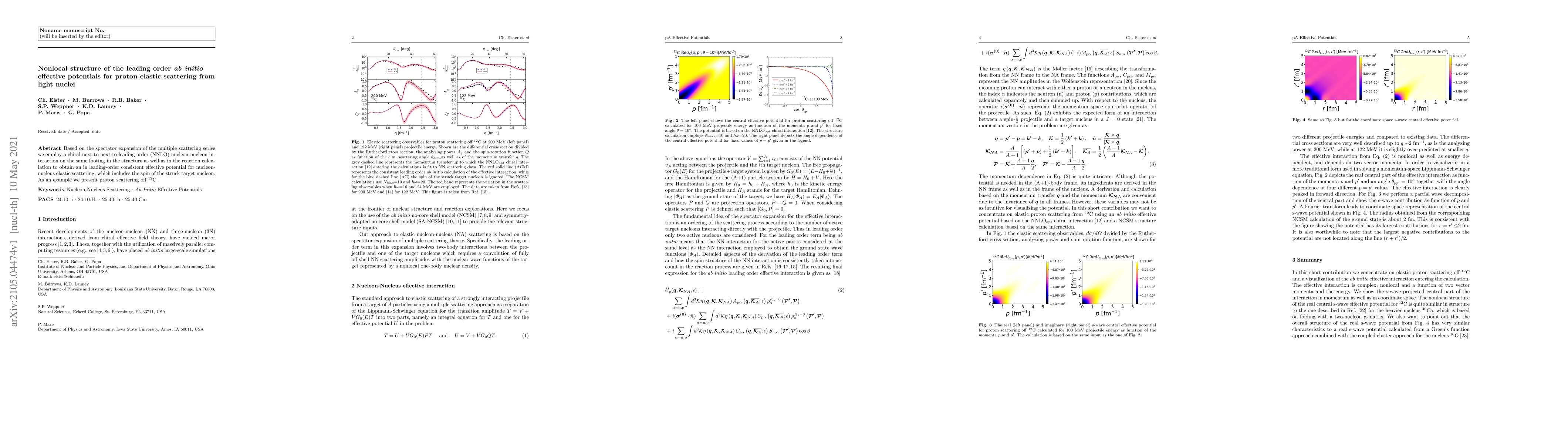 Thumbnail for Nonlocal structure of the leading order \textit{ab initio} effective
  potentials for proton elastic scattering from light nuclei