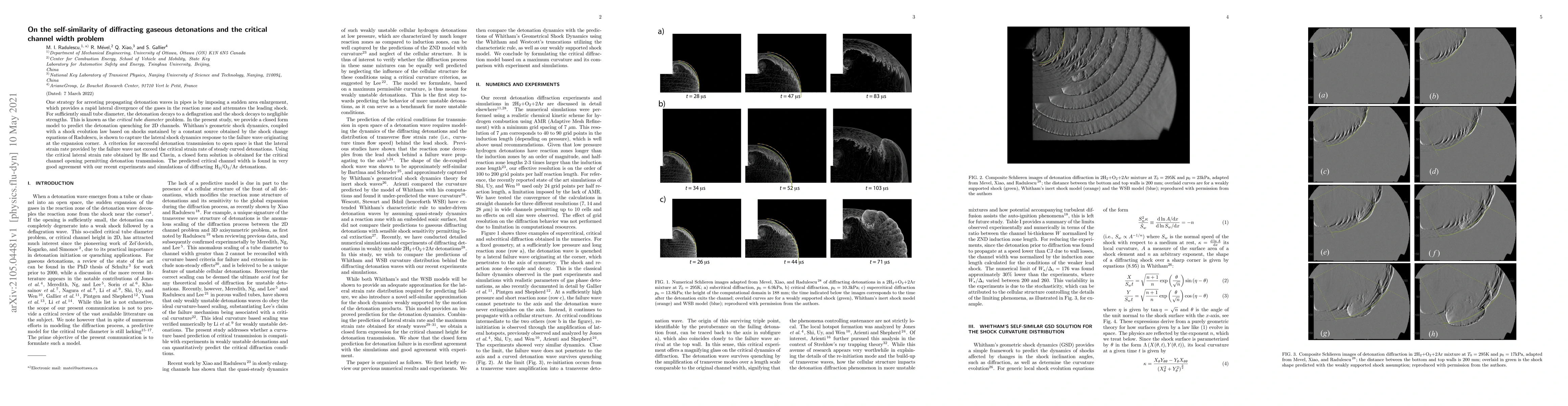 Thumbnail for On the self-similarity of diffracting gaseous detonations and the
  critical channel width problem