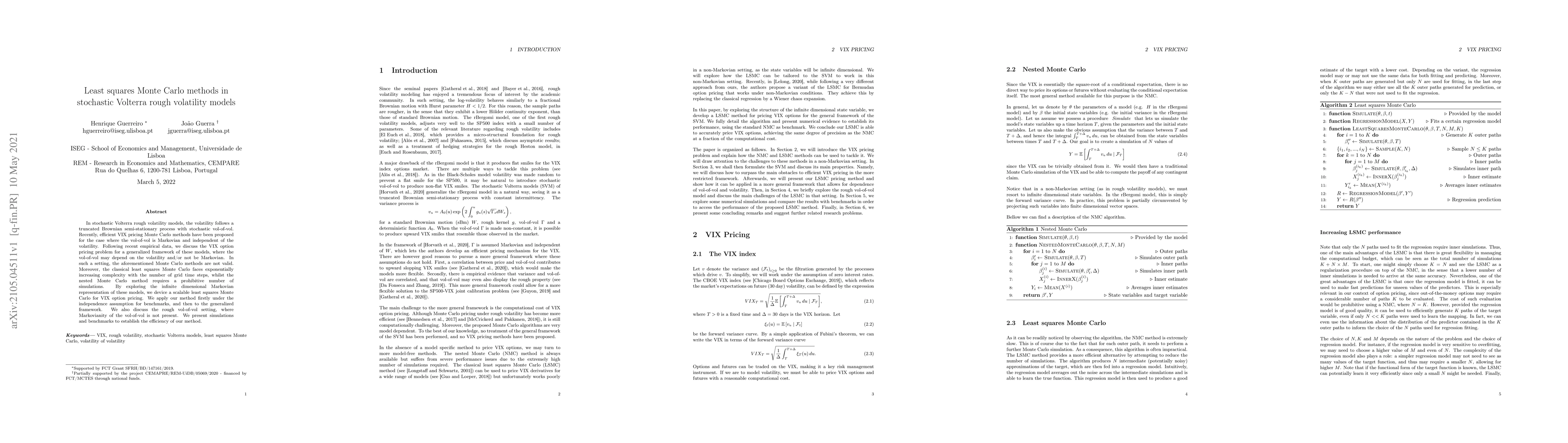 Thumbnail for Least squares Monte Carlo methods in stochastic Volterra rough
  volatility models