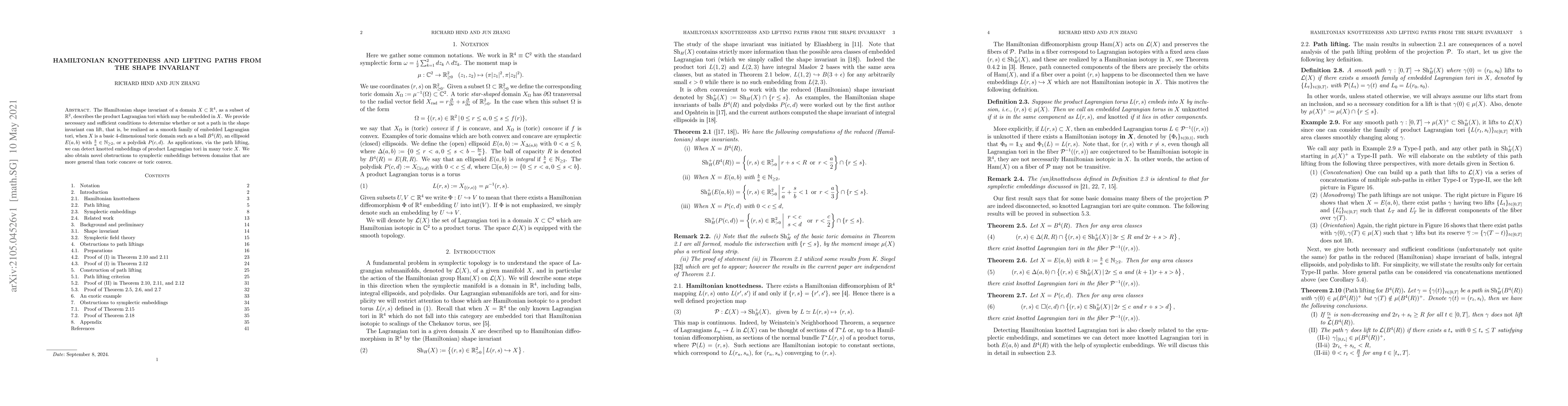 Thumbnail for Hamiltonian knottedness and lifting paths from the shape invariant