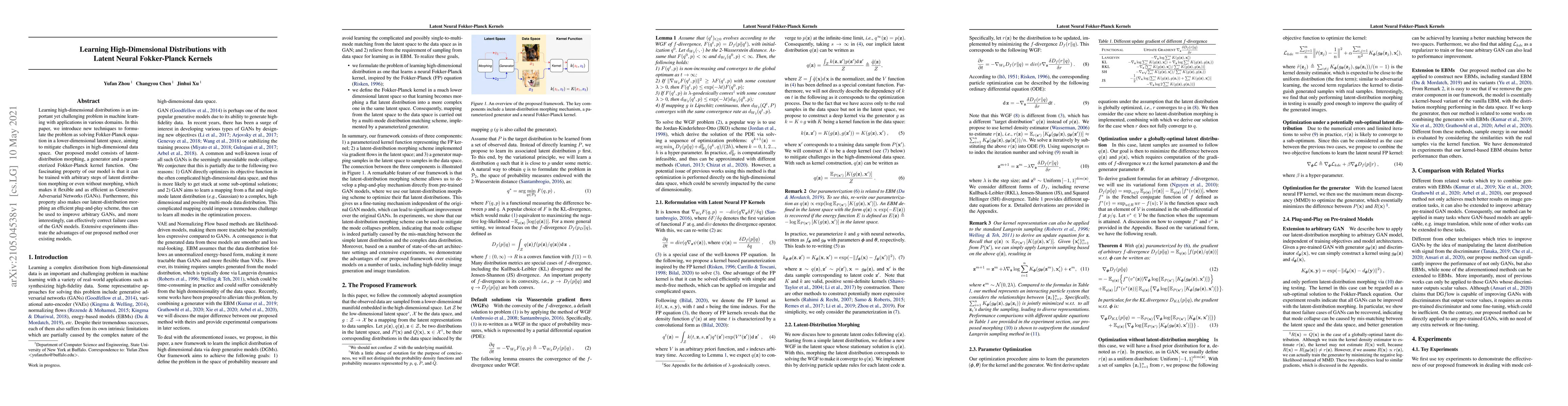 Thumbnail for Learning High-Dimensional Distributions with Latent Neural Fokker-Planck
  Kernels