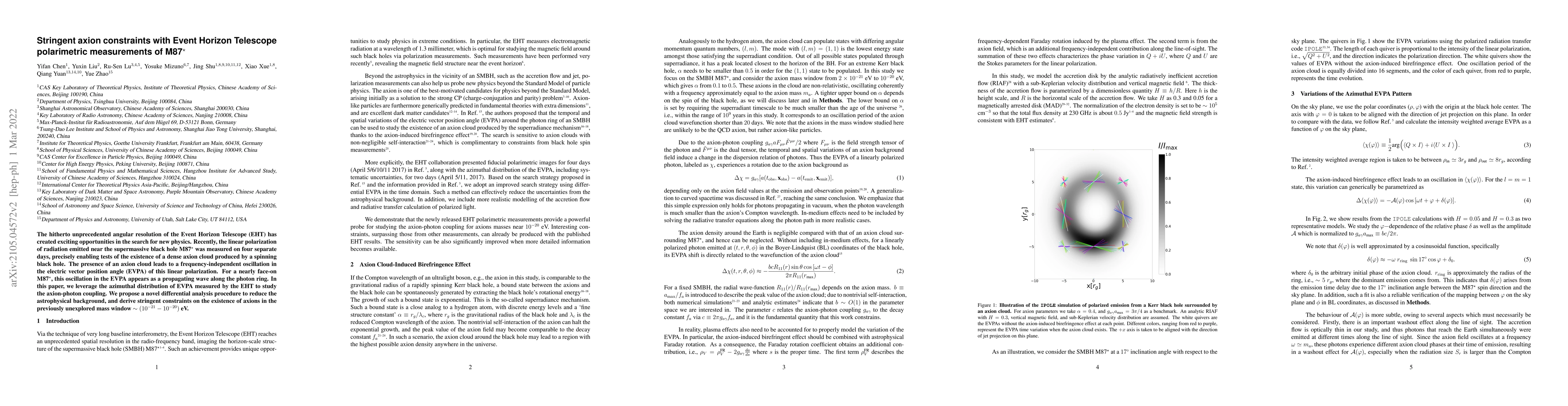 Thumbnail for Stringent axion constraints with Event Horizon Telescope polarimetric
  measurements of M87$^\star$