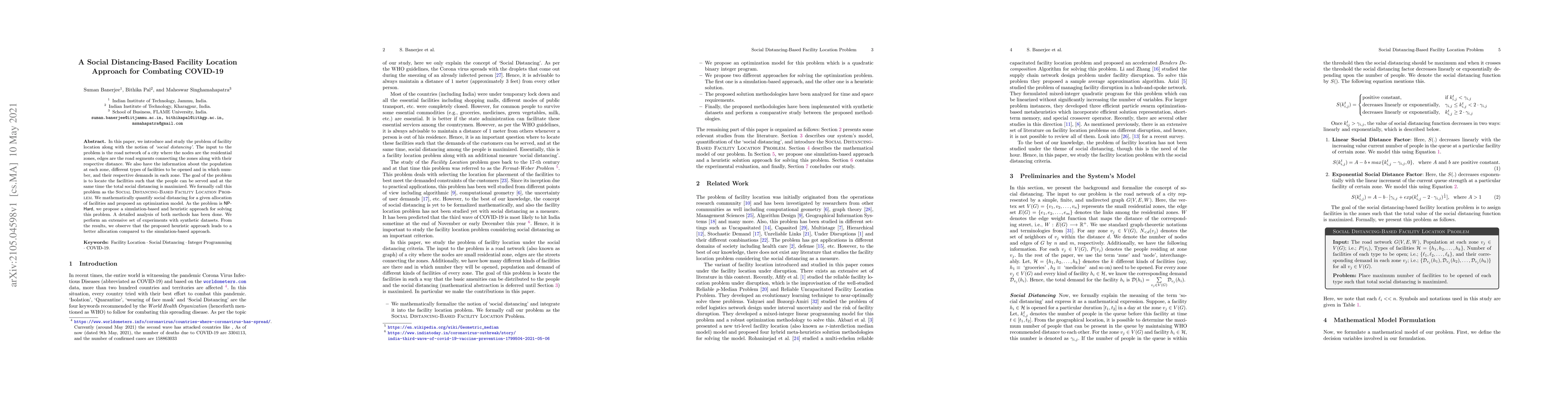 Thumbnail for A Social Distancing-Based Facility Location Approach for Combating
  COVID-19