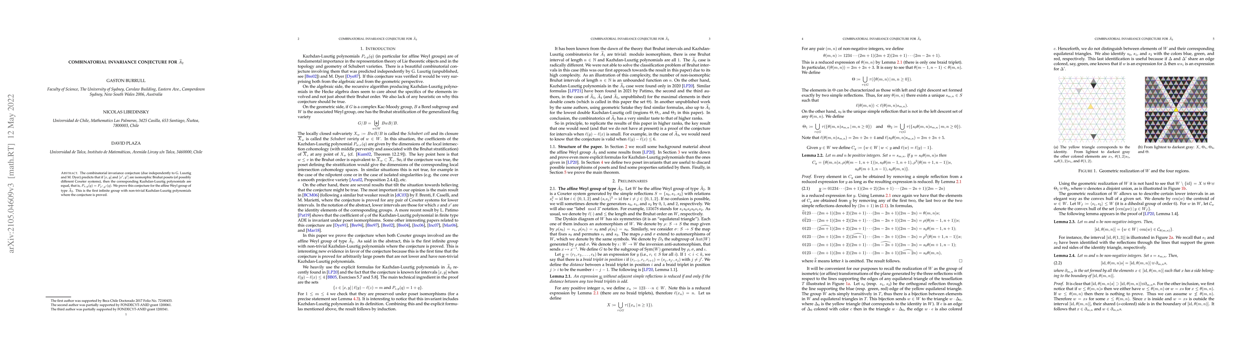 Thumbnail for Combinatorial invariance conjecture for $\widetilde{A}_2$