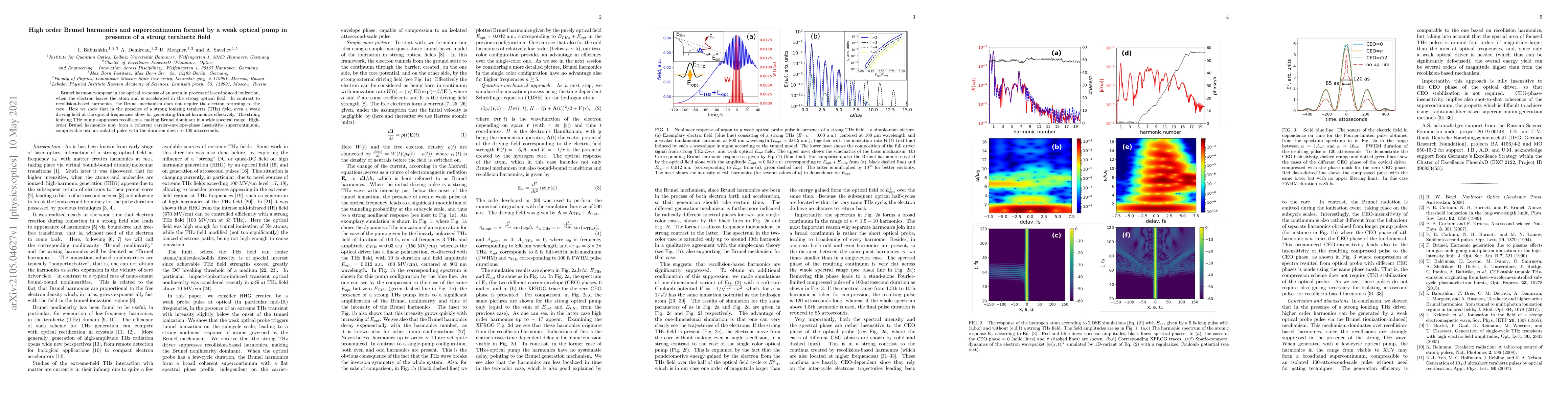 Thumbnail for High order Brunel harmonics and supercontinuum formed by a weak optical
  pump in presence of a strong terahertz field