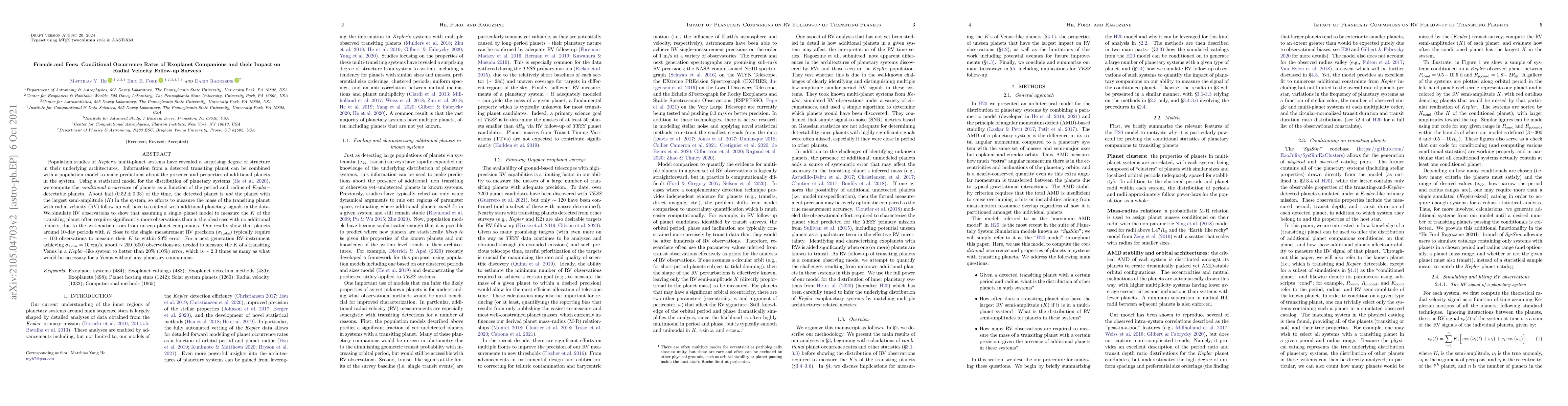 Thumbnail for Friends and Foes: Conditional Occurrence Rates of Exoplanet Companions
  and their Impact on Radial Velocity Follow-up Surveys