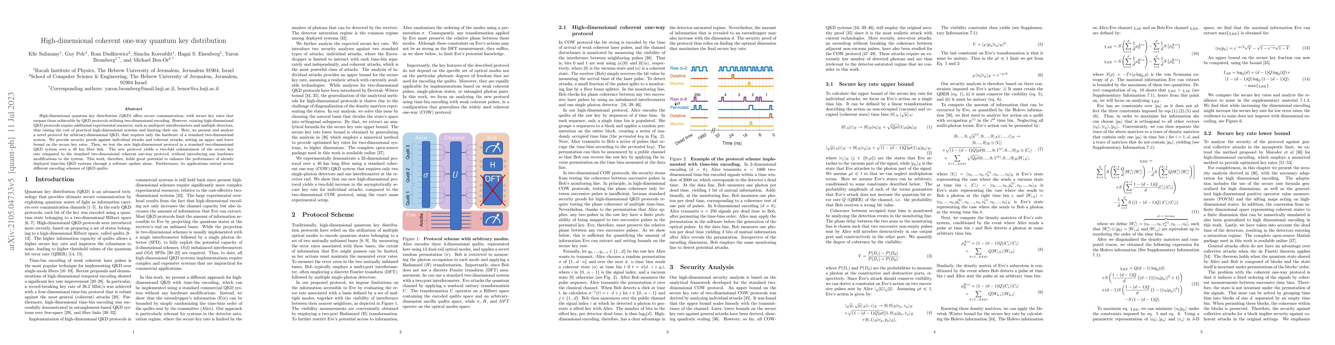 Thumbnail for High-dimensional coherent one-way quantum key distribution