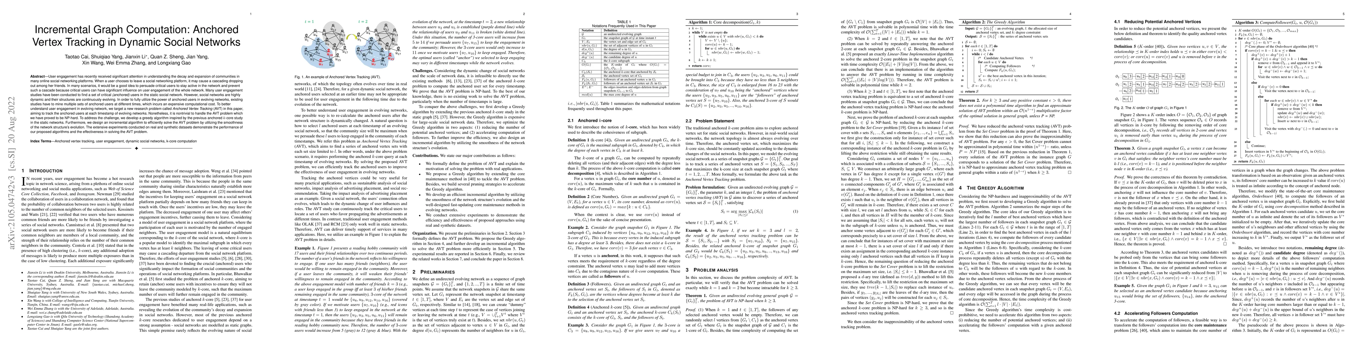 Thumbnail for Incremental Graph Computation: Anchored Vertex Tracking in Dynamic
  Social Networks