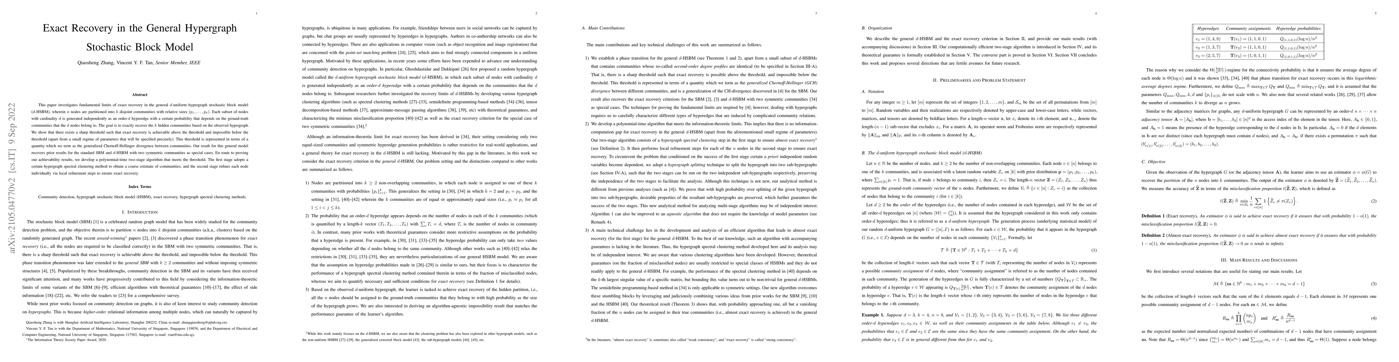 Thumbnail for Exact Recovery in the General Hypergraph Stochastic Block Model