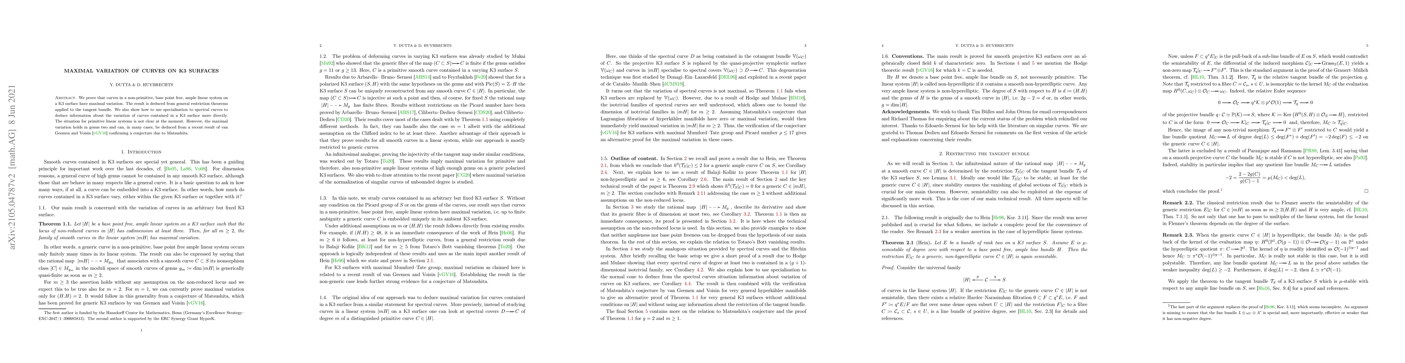 Thumbnail for Maximal variation of curves on K3 surfaces