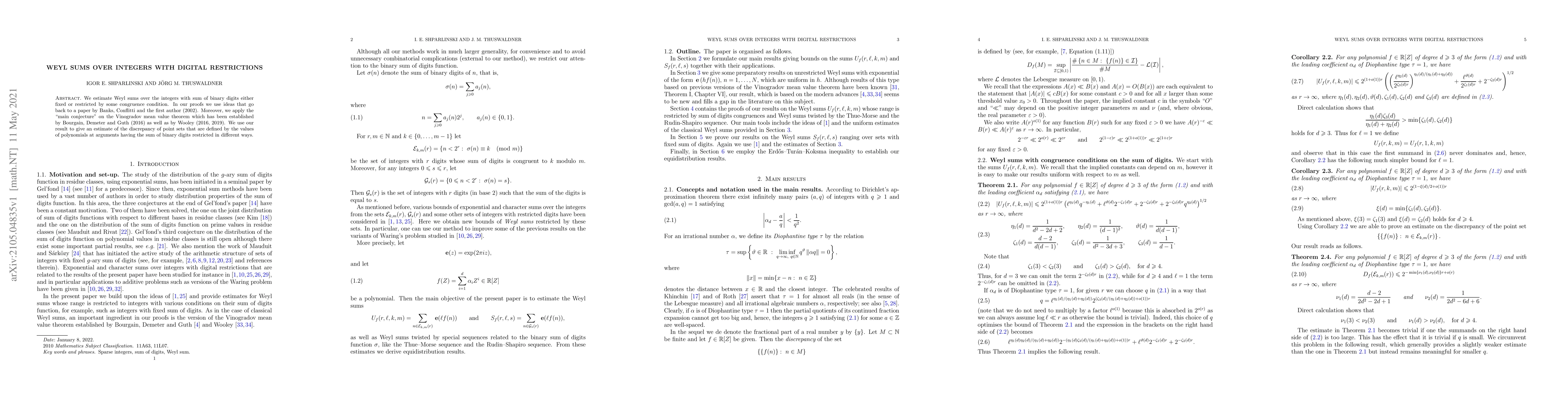 Thumbnail for Weyl sums over integers with digital restrictions